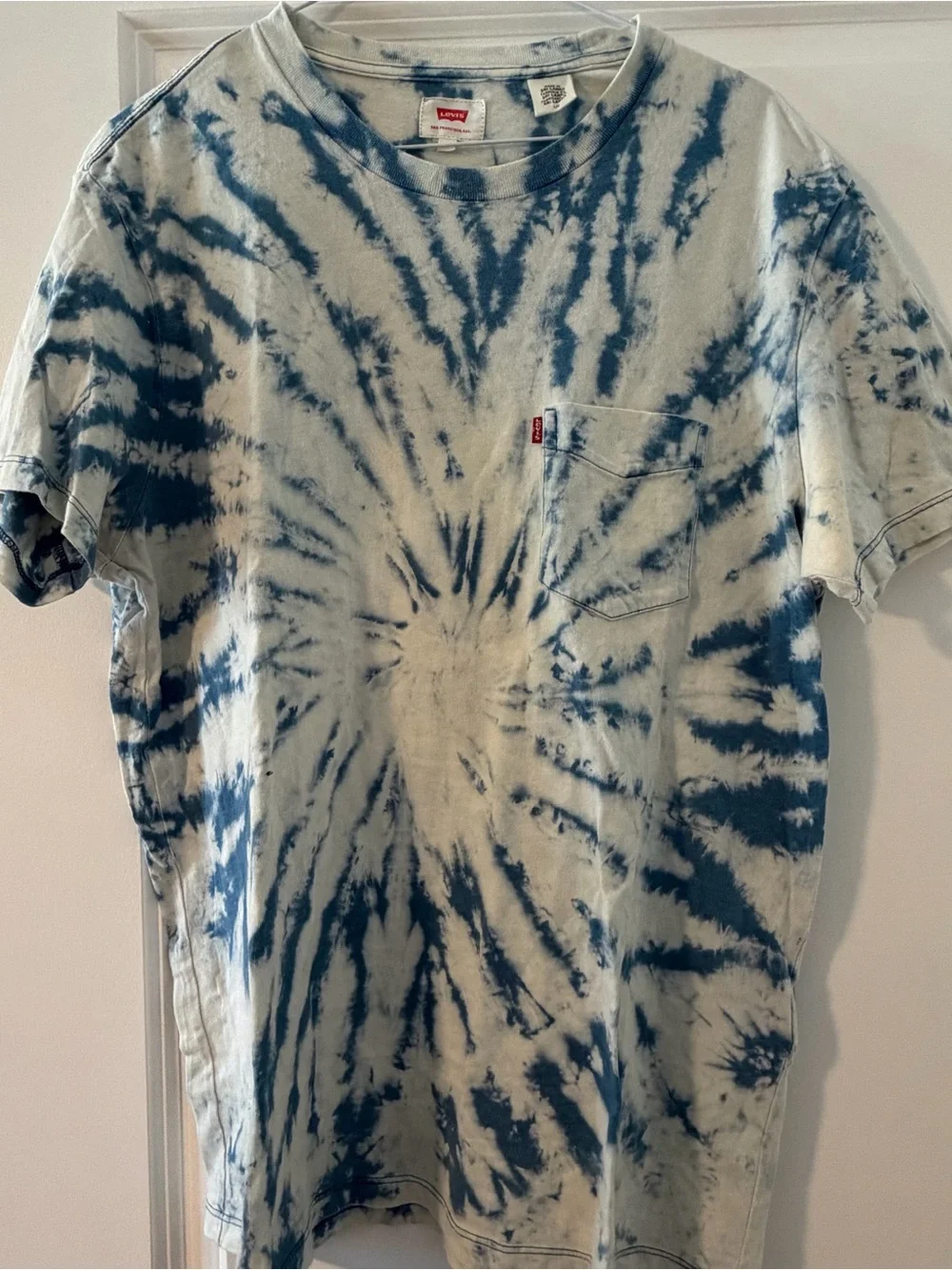 Levi's Blue and White Tie-Dye Short Sleeve Pocket Tee